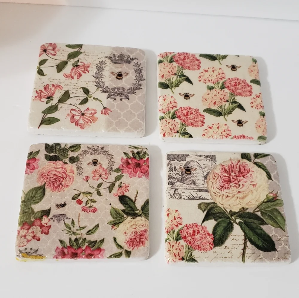 Suzanne Nicoll Coaster Set Floral Bee